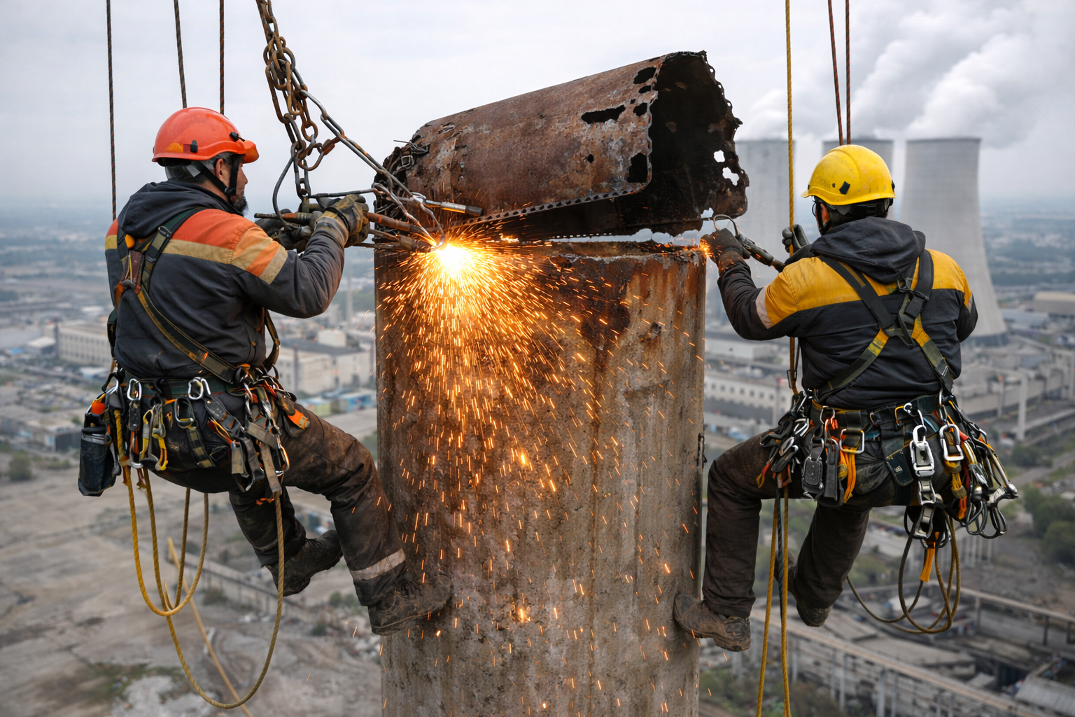 Work photo: Demolition of chimneys & steel structures